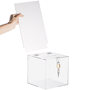 oem odm youeon square acrylic donation box with lock, 7 x 7 x 18 in clear suggestion box with slot and lock, ballot box with sign holder, tip box, vote box, comment box for voting, charity, fundraising factory & wholesale supplier