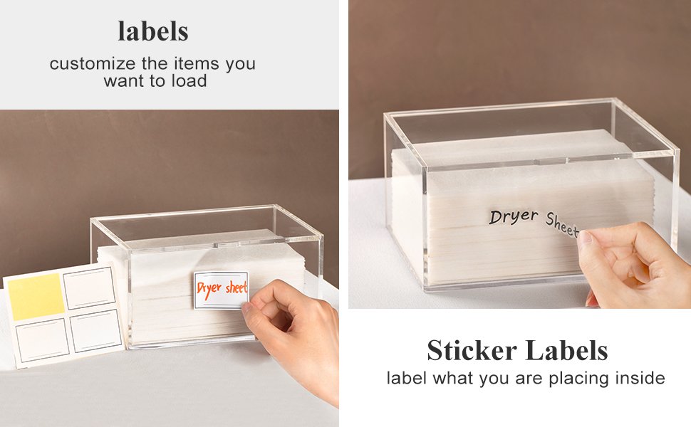 oem odm simetufy dryer sheet holder for laundry room, acrylic laundry clear dryer sheets dispenser container box with lid for organizing fabric dry sheet, laundry pods factory & wholesale supplier