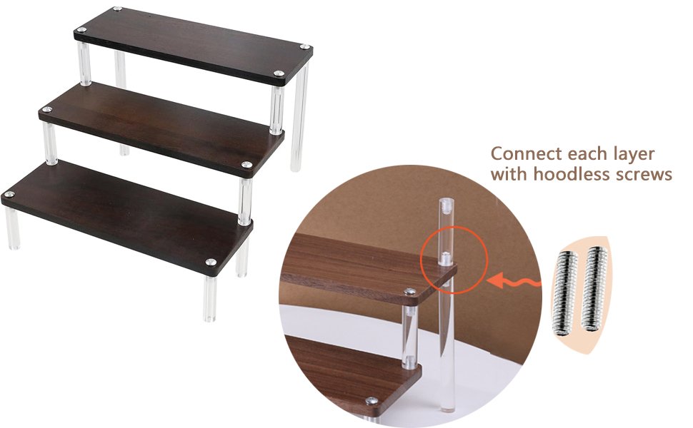 oem odm 2 tier acrylic risers display stand dessert riser stand for easy installation brown acrylic display shelf for party kitchen factory & wholesale supplier