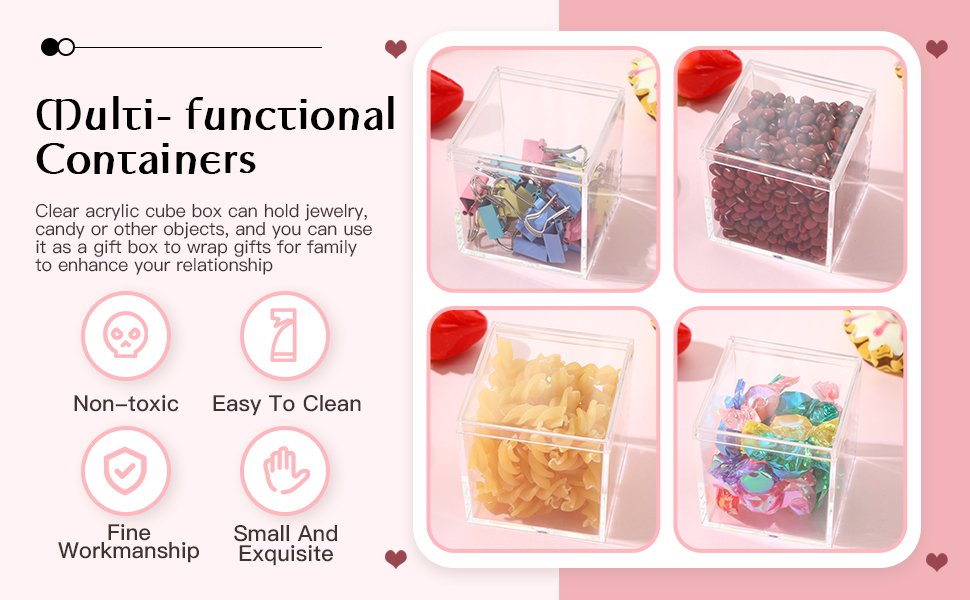 oem odm chengu 18 pack acrylic boxes clear cube small square storage box with lid acrylic display small container clear candy cubes for candy jewelry display(2.2 x 2.2 x 2.2 inch) factory & wholesale supplier