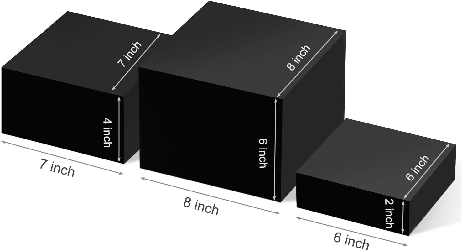oem odm gowing buffet risers, food display risers for party, black food risers for buffet dessert table, risers for display decorative for food, black acrylic boxes for food display, 3pcs 6''x7''x8'' factory & wholesale supplier