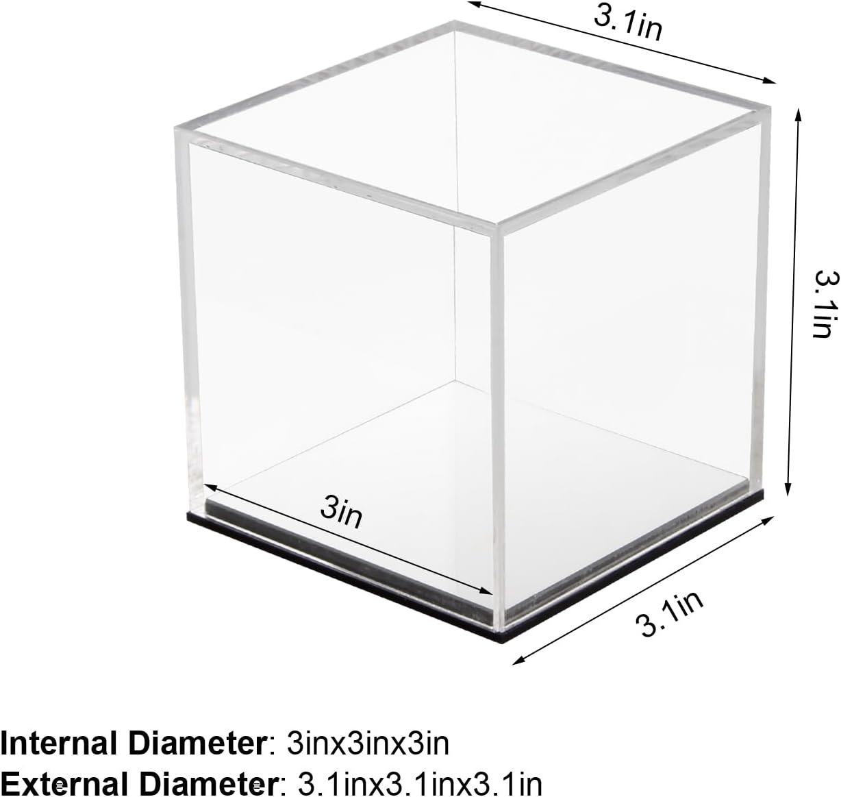 oem odm mirror acrylic box for collectibles display, countertop acrylic cube organizer stand storage boxes, small clear display box protection showcase for fossil coral crystals minerals, 3.1inch factory & wholesale supplier