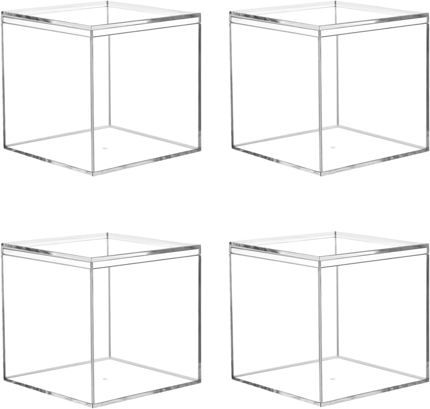 oem odm acrylic boxes for display, 3.3x3.3x3.3 inches 4 pack clear plastic favor boxes, small square cube storage containers for candy, jewelry, pill and tiny items factory & wholesale supplier