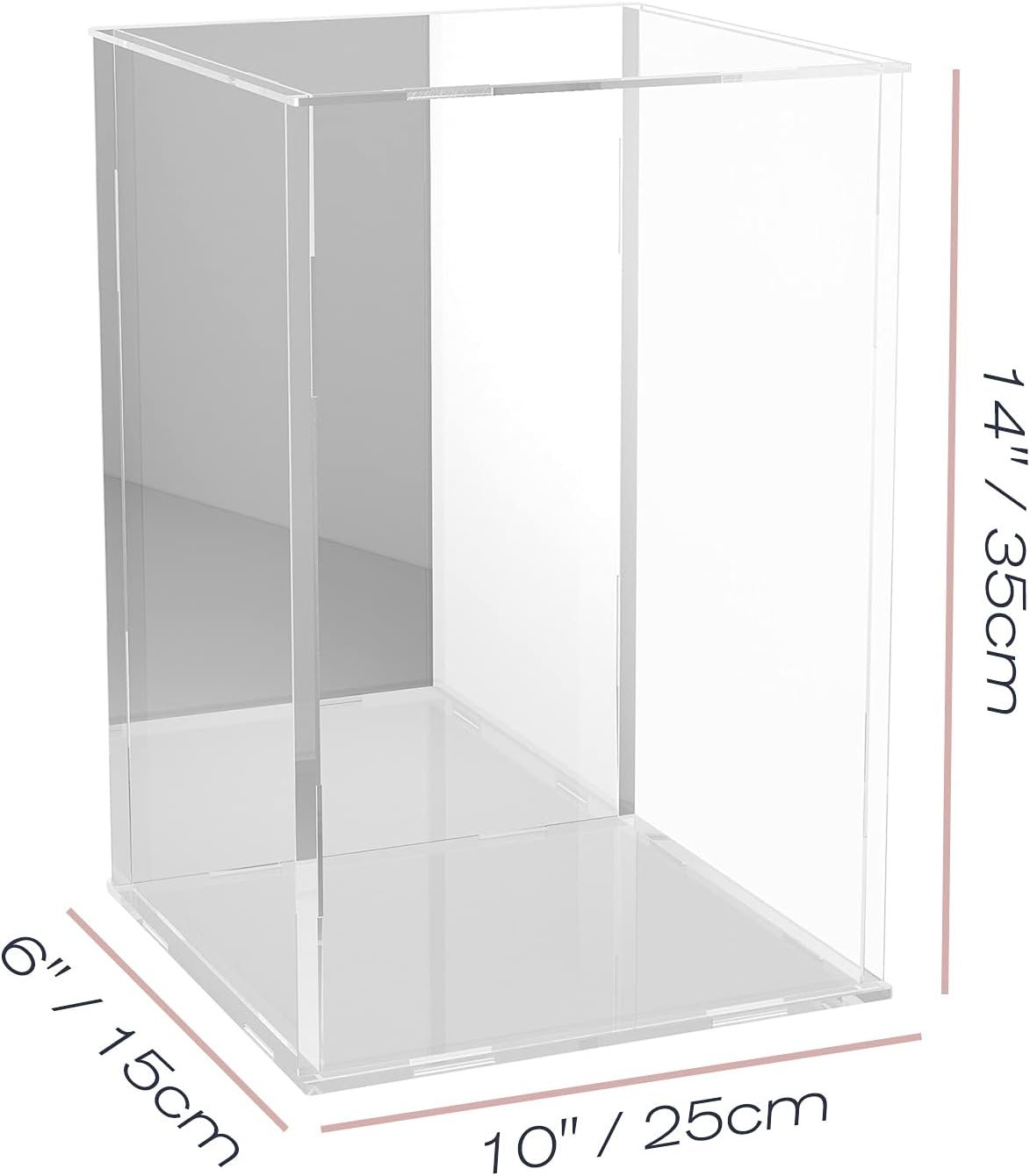 wholesale nonemey mirrored clear acrylic display case assemble countertop box stand organizer dustproof protection showcase acrylic display stands for collectibles (10×6×14inch；25×15×35cm) factory & supplier oem odm