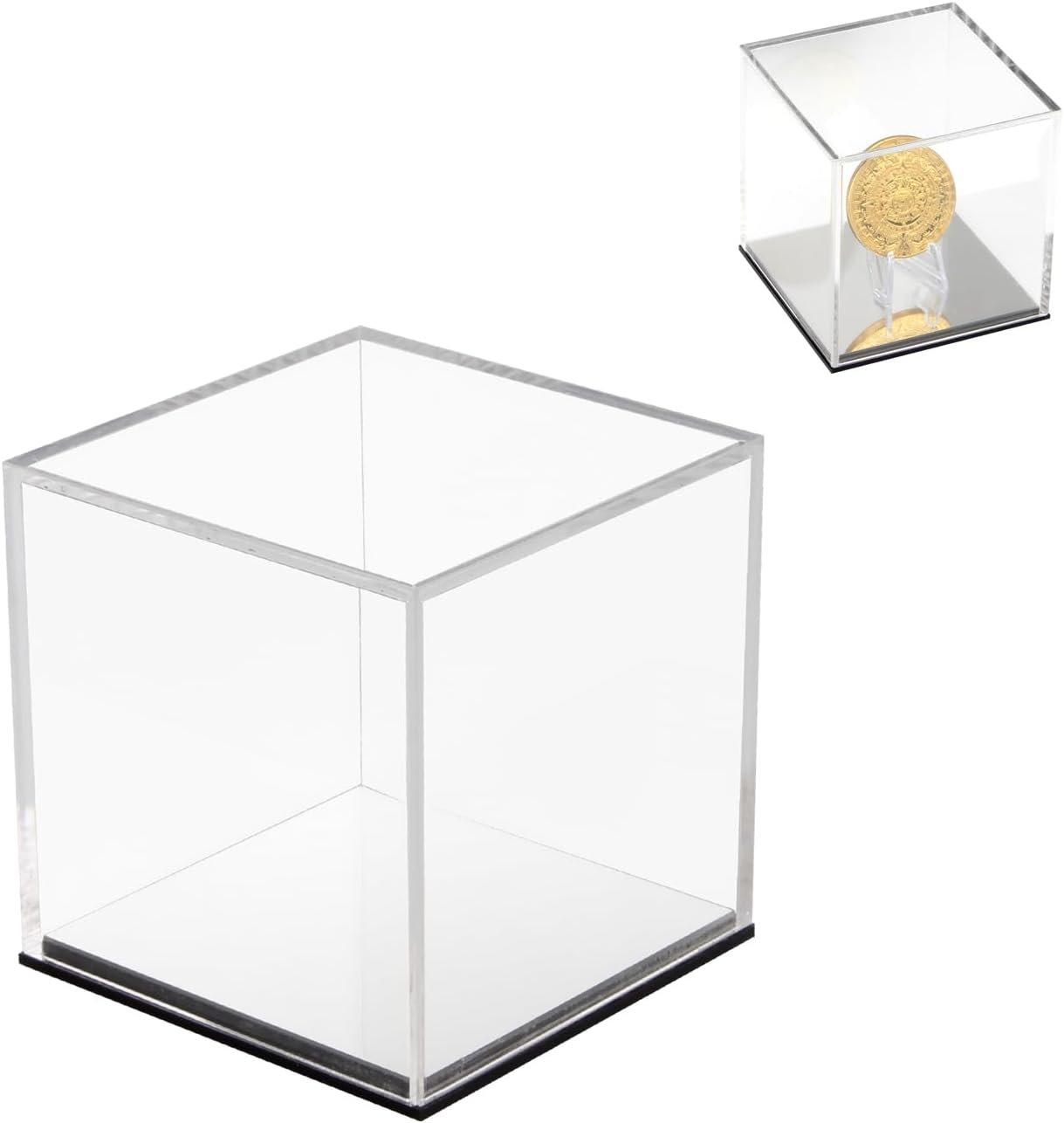 oem odm mirror acrylic box for collectibles display, countertop acrylic cube organizer stand storage boxes, small clear display box protection showcase for fossil coral crystals minerals, 3.1inch factory & wholesale supplier