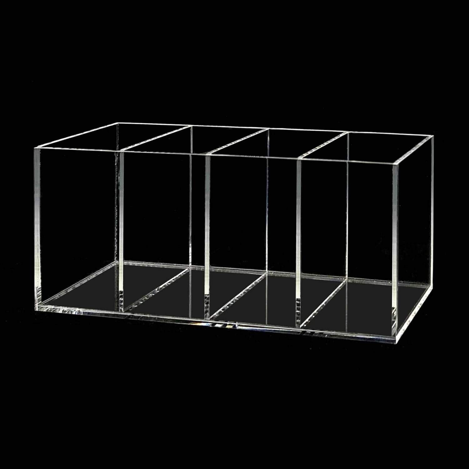 oem odm acrylic pen holder 4 compartments clear pencil holder organizer makeup brush holder factory & wholesale supplier