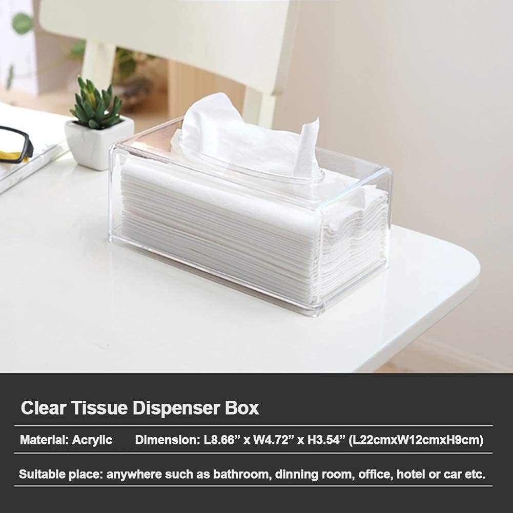 oem odm square clear acrylic tissue box, box covers rectangular, bathroom facial napkin box holders, table clear dryer sheet dispenser for bathroom, kitchen and cars factory & wholesale supplier