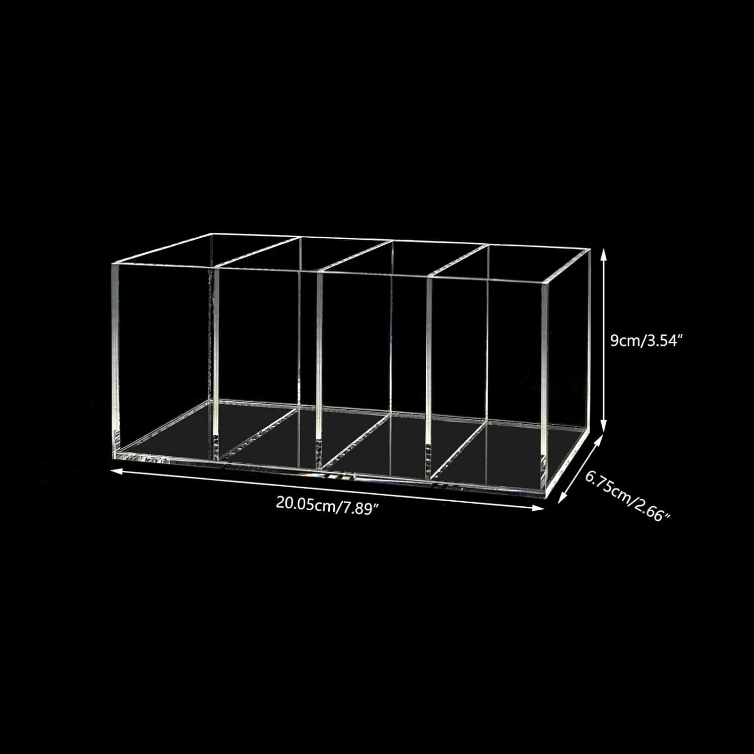 oem odm acrylic pen holder 4 compartments clear pencil holder organizer makeup brush holder factory & wholesale supplier