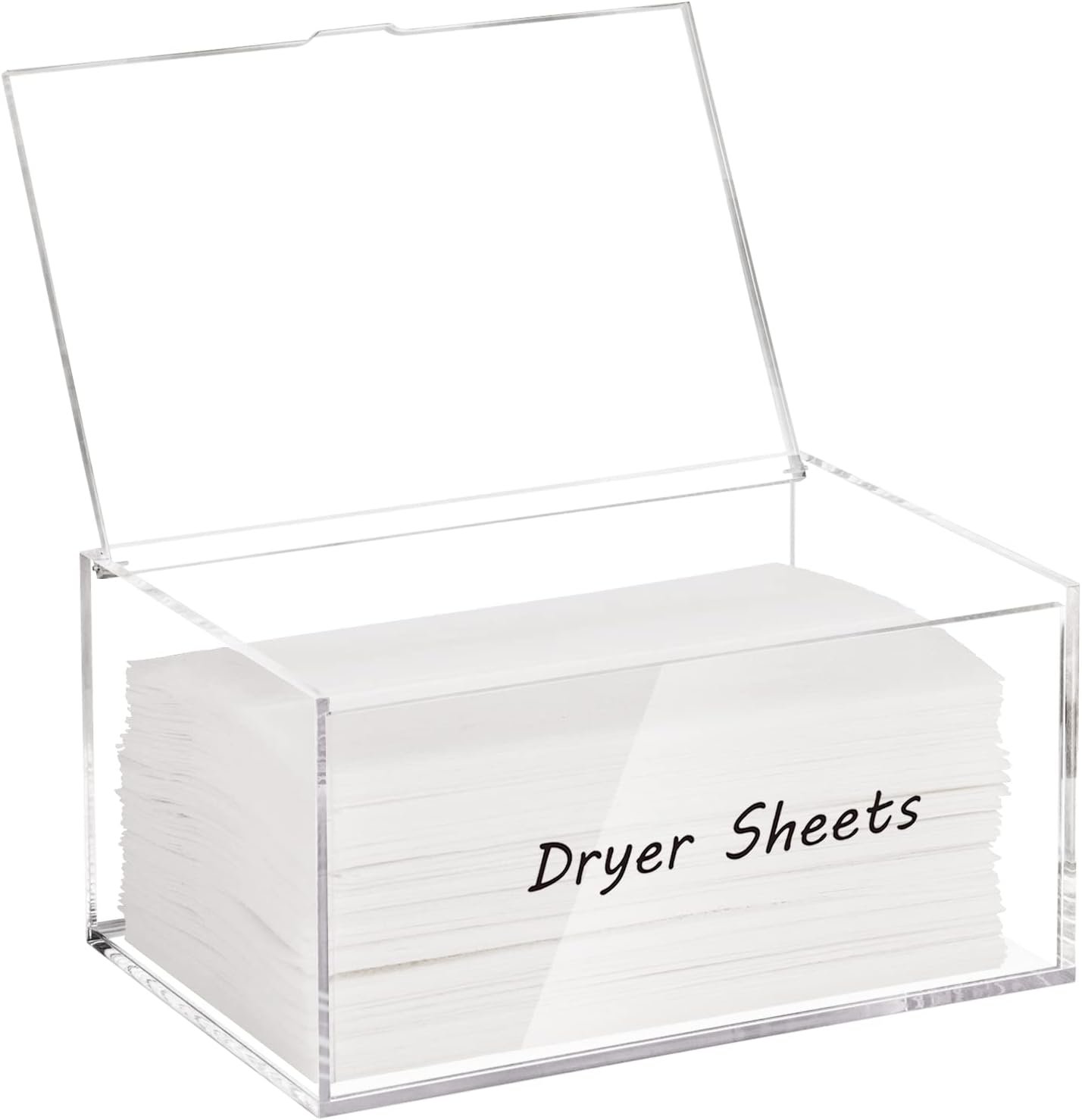 oem odm simetufy dryer sheet holder for laundry room, acrylic laundry clear dryer sheets dispenser container box with lid for organizing fabric dry sheet, laundry pods factory & wholesale supplier