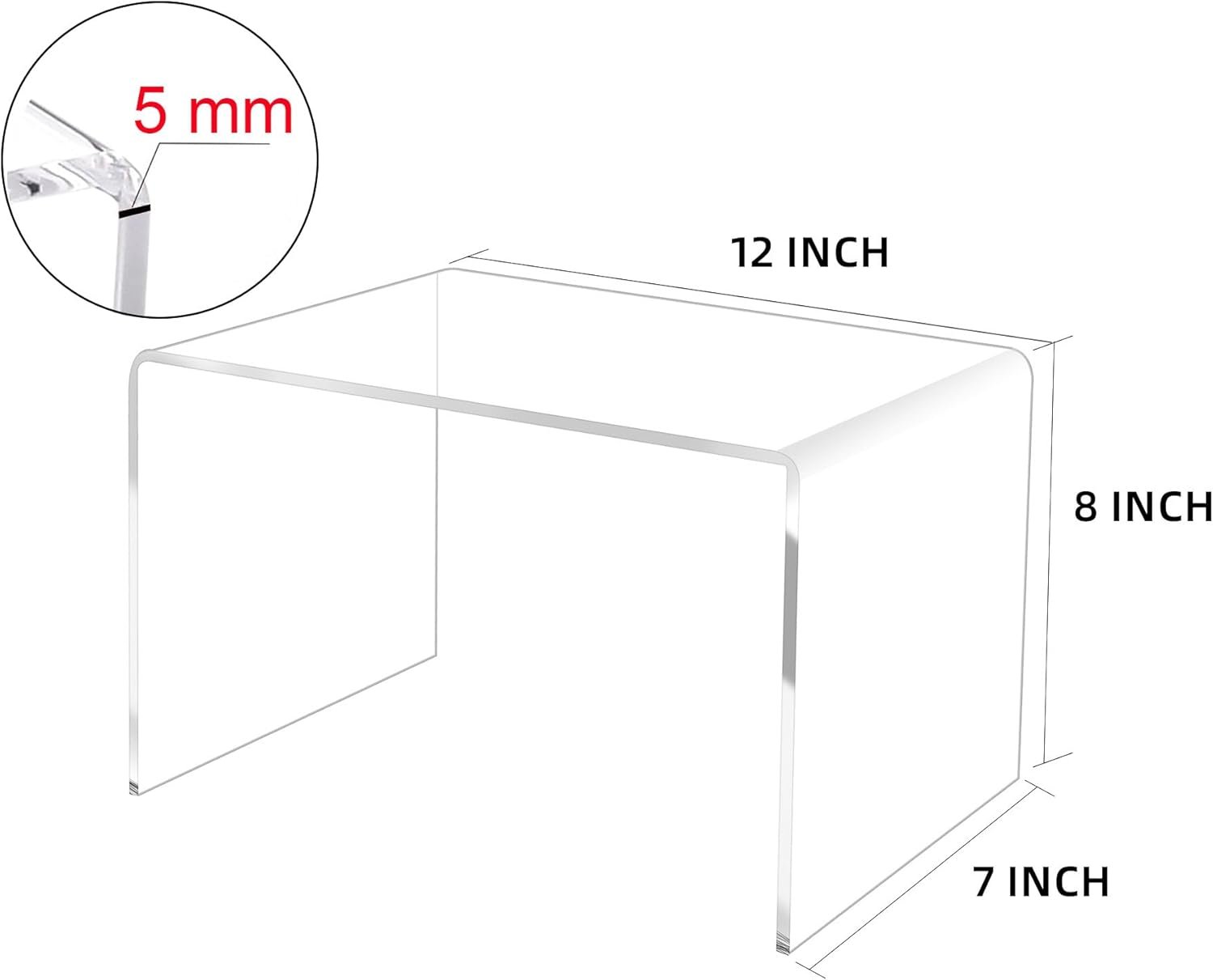oem odm jusalpha 2-pc 12x7x8 5mm thick clear acrylic riser for retail, shelf showcase fixtures for jewelry, display stand for amiibo funko pop figures, cupcakes, food display, riser#015 (12''x 7'' x 8'') factory & wholesale supplier