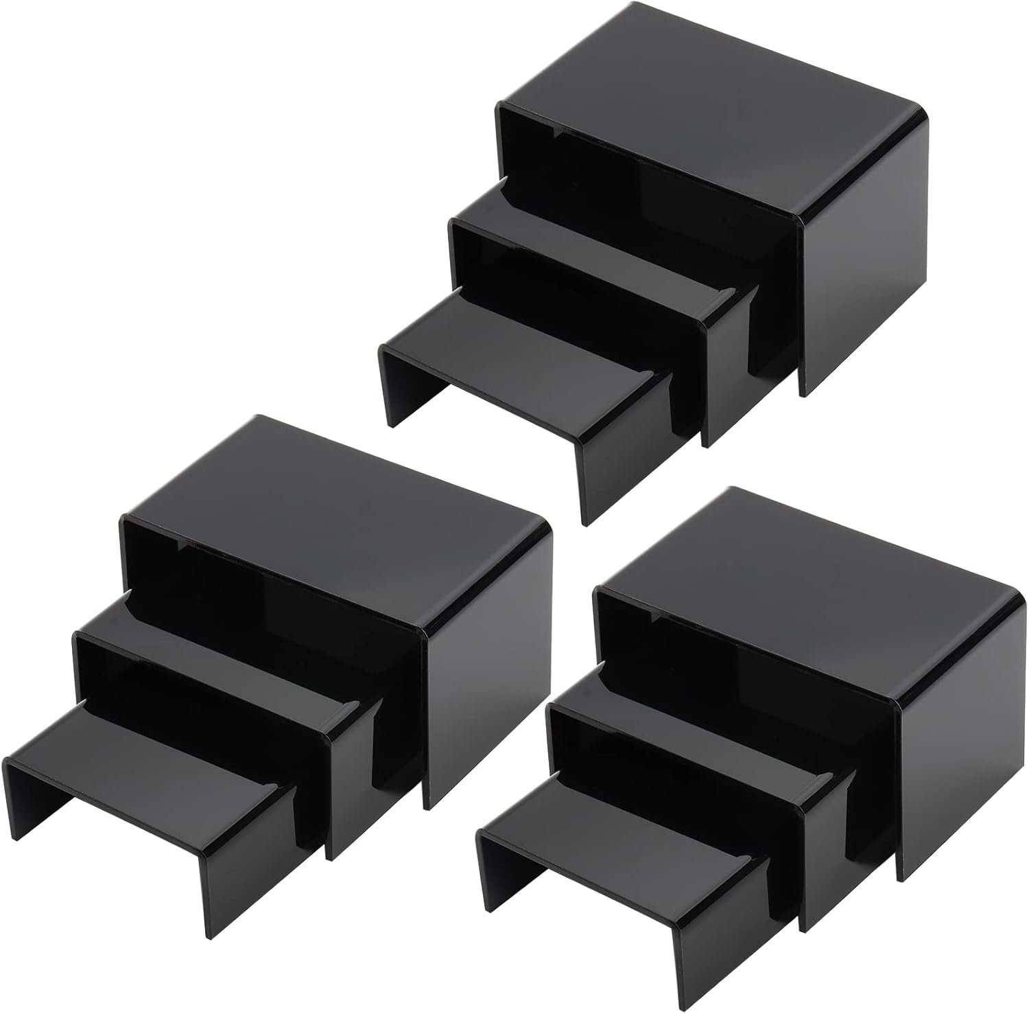 oem odm hedume set of 9 black acrylic display risers, jewelry display riser, product display stand for figures, buffets, dessert, cupcakes, candy, jewelry and collectibles factory & wholesale supplier