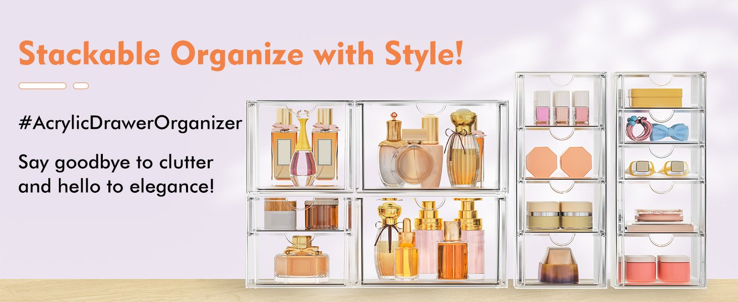 oem odm arcylic makeup organzier with 5 drawers, clear stackable storage drawers, bathroom countert organizer,plastic storage bins for vanity, cabinets, pantry, home organization and storage factory & wholesale supplier