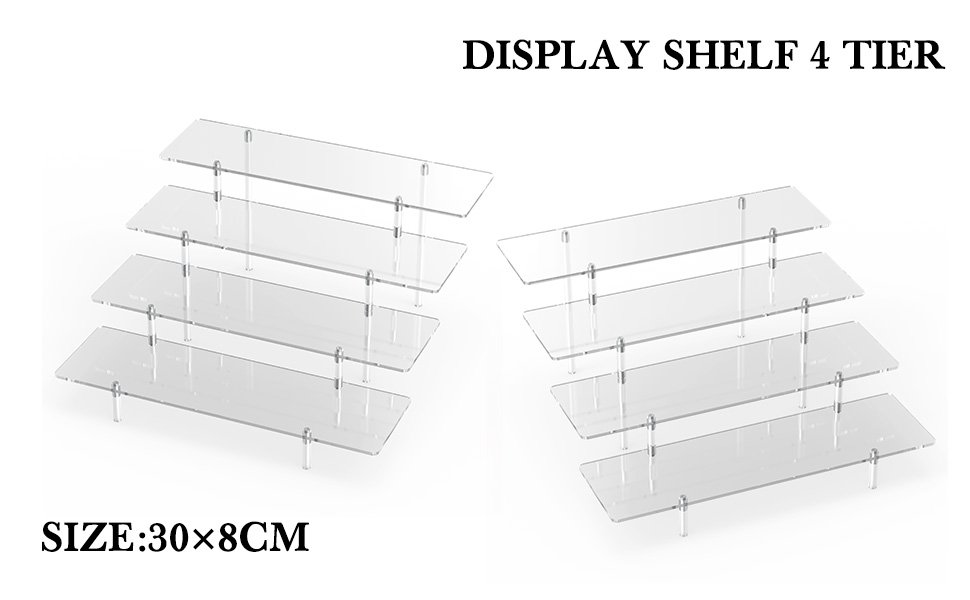 wholesale acrylic display riser stand shelf clear 4 tier cupcake stand perfume display holder figures desktop decoration and organizer showcase toys retail display rack candy dessert buffet 4 step collection (1 pack) factory & supplier oem odm