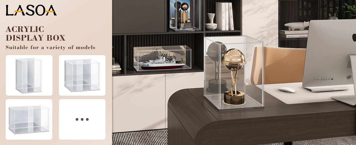 oem odm lasoa acrylic display case for collectibles – clear display box with mirrored back and base, self-assembly small showcase for figurines, models, and memorabilia, 4x4x6inch factory & wholesale supplier
