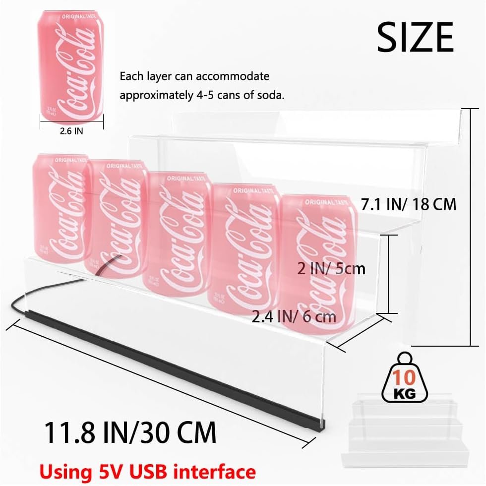 wholesale 12 in clear acrylic display riser shelf with led light,3 tier display step shelves holder, perfume cologne organizer holder,pops toys figures, clear cupcake riser, dessert shelf, decoration on factory & supplier oem odm