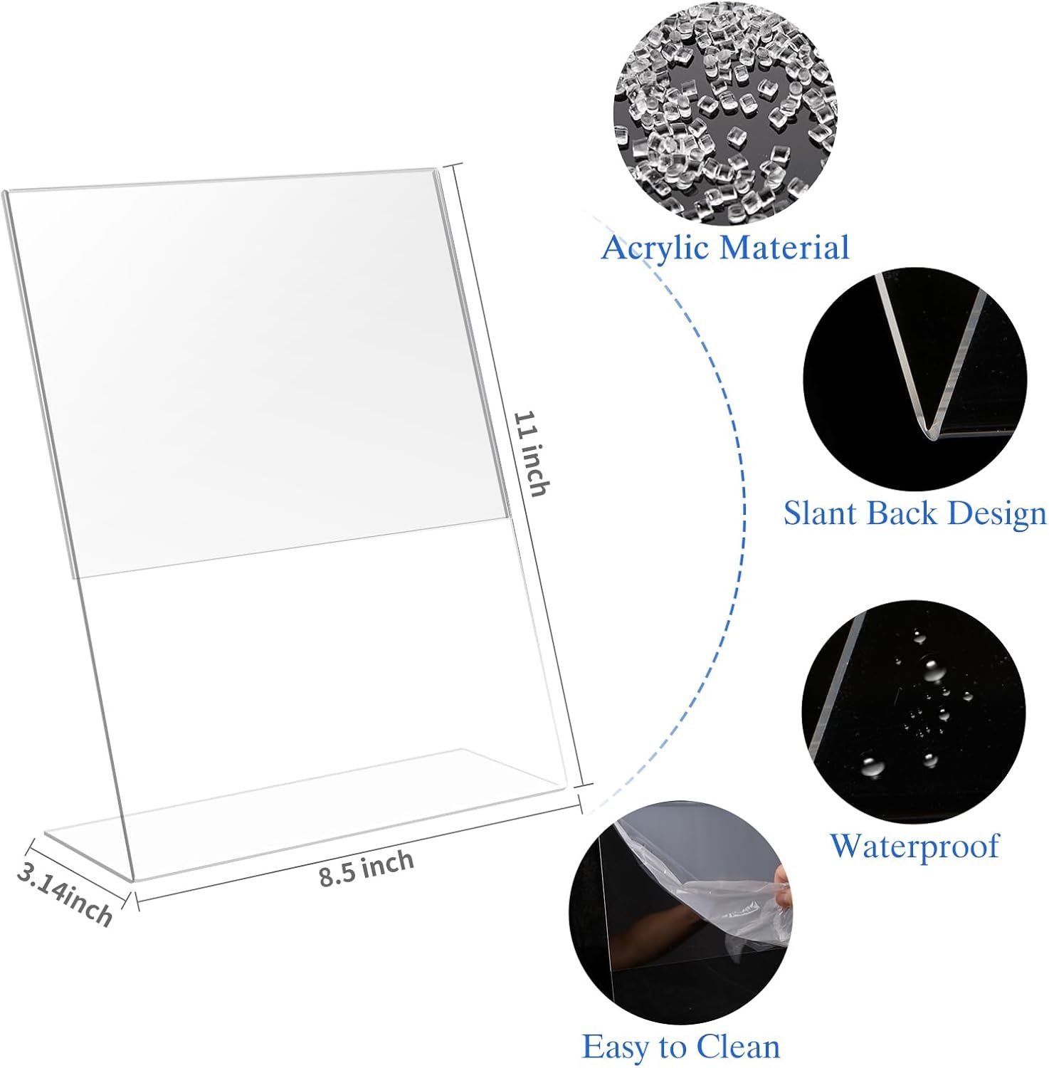 wholesale 18 pack acrylic sign display stand 8.5 x 11, l shape clear plastic sign frame, picture photo frame, flyer document paper holder for office desktop factory & supplier oem odm