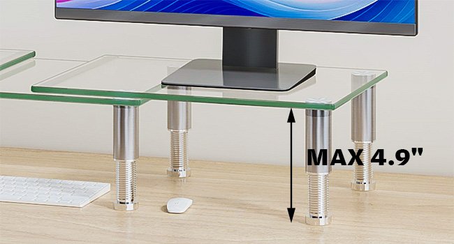 oem odm hemudu dual monitor stand -adjustable length and angle dual monitor riser, desktop organizer for pc, computer, laptop (clear) factory & wholesale supplier