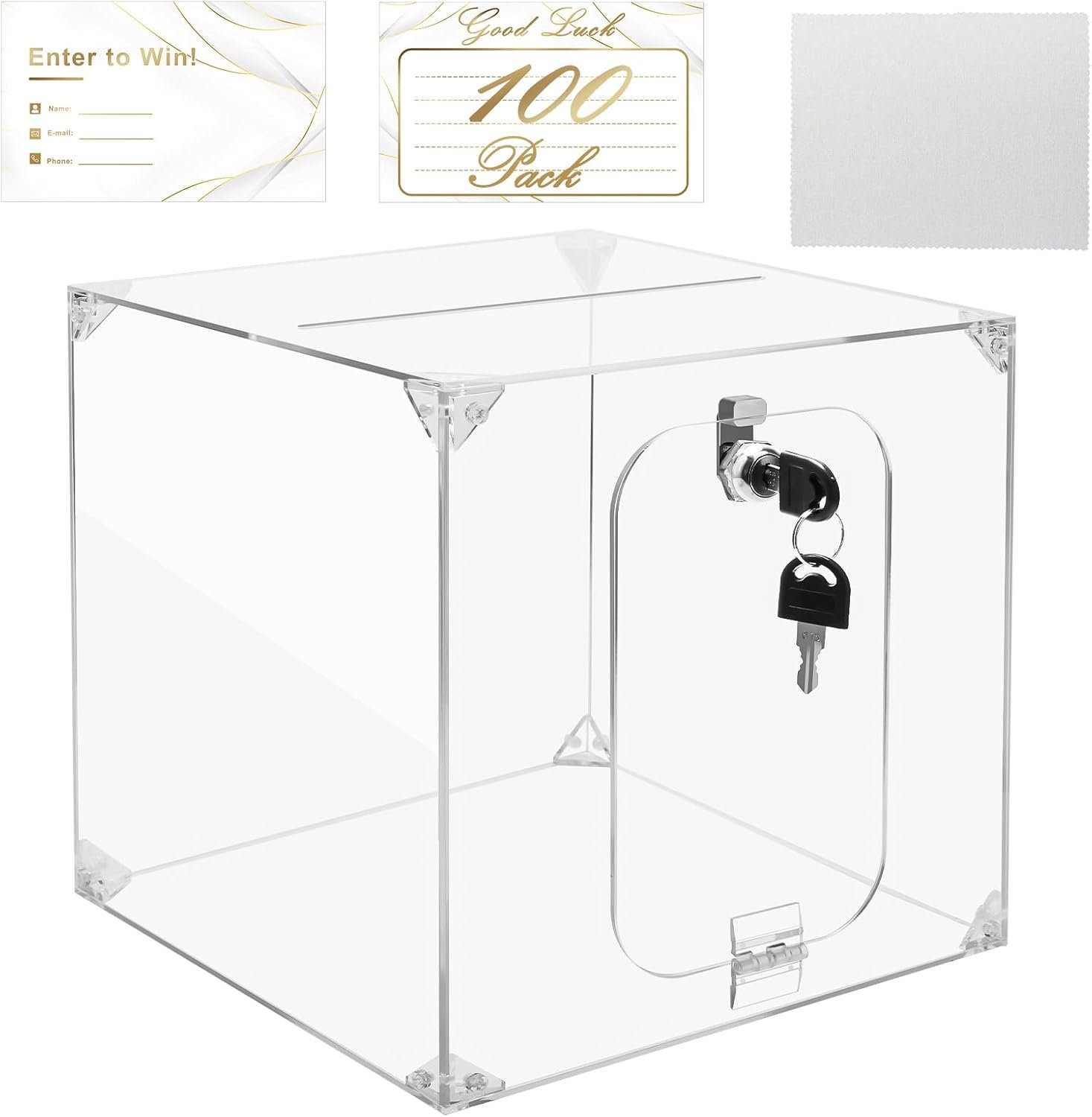 oem odm boyistar large acrylic donation box with lock and 100p card, 9.8