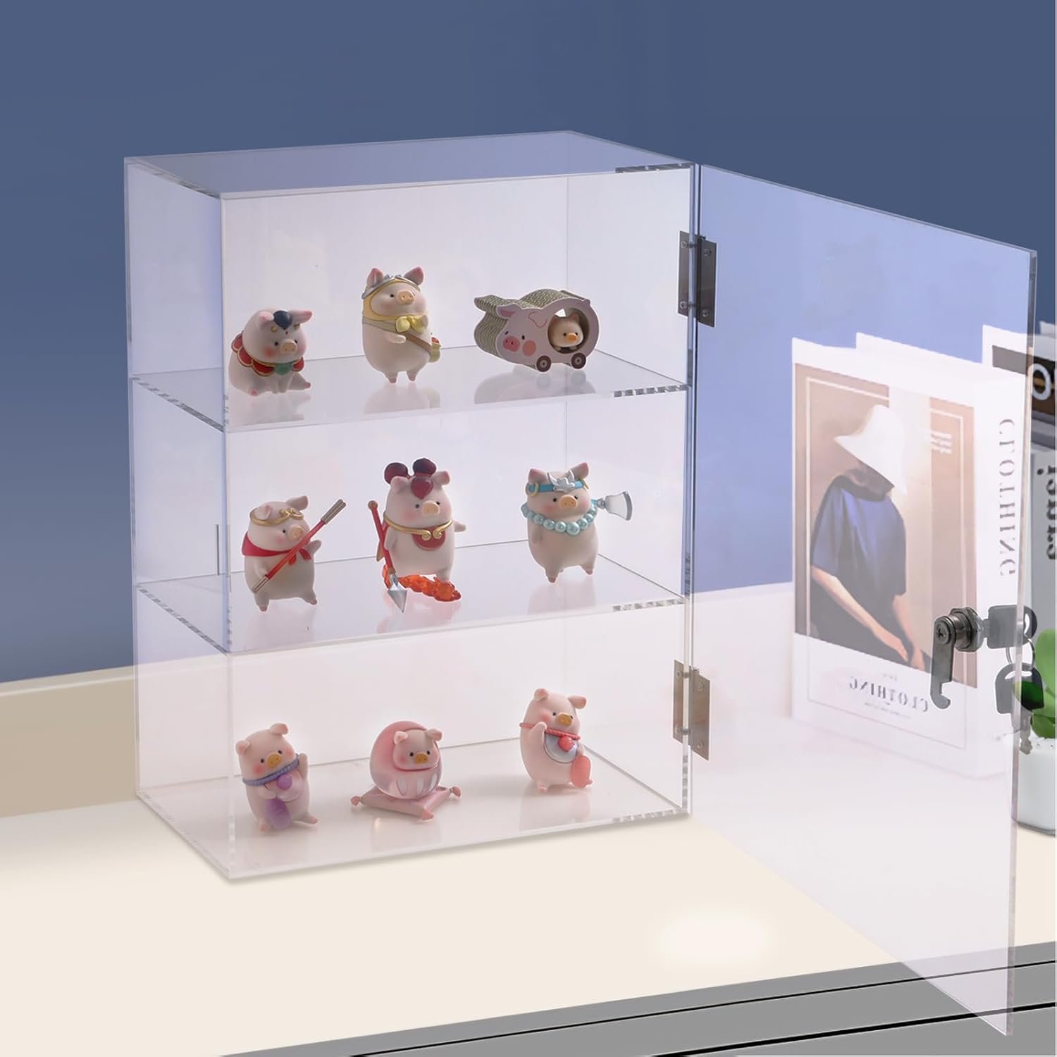 wholesale acrylic display case with lock key, countertop display case, clear showcase display cabinet safe storage, retail display case for collectibles (3 tier,11.8 x 5.9 x 15.7 inch) factory & supplier oem odm