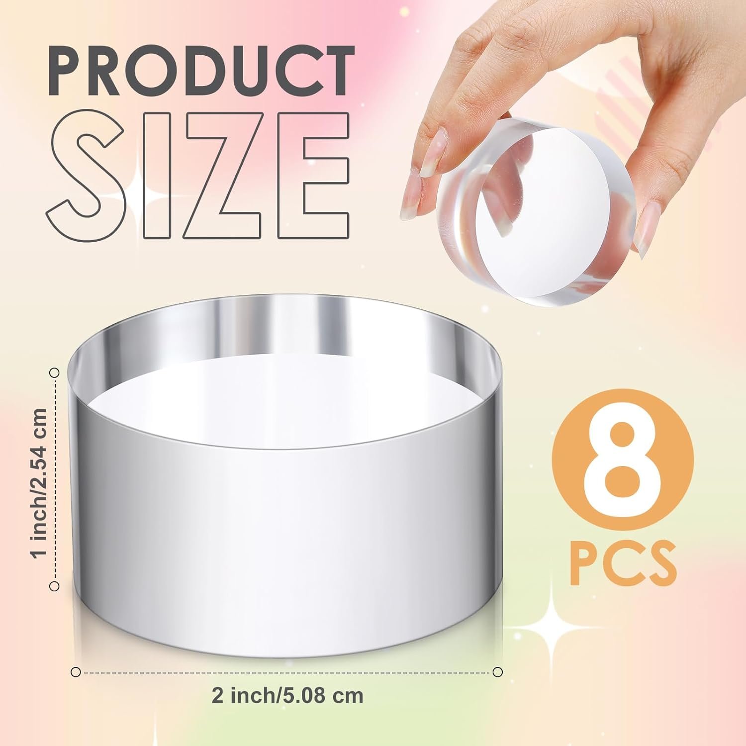 oem odm remerry 8 pcs acrylic round blocks for display clear polished blocks for display clear acrylic edge polished base display riser for table showing cosmetics collectibles figures (2 x 2 x 1 inches) factory & wholesale supplier