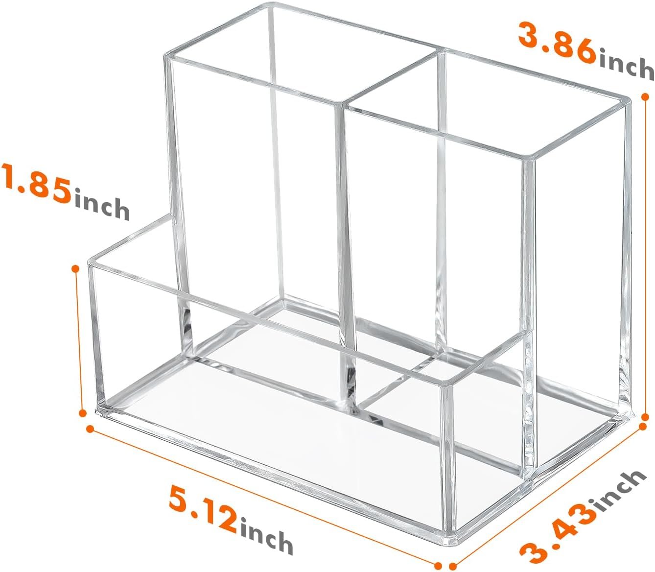 oem odm pen holder for desk, clear acrylic pencil holder for desk, marker holder with 3 compartments, pencil organizer for home, office, classroom, bathroom factory & wholesale supplier