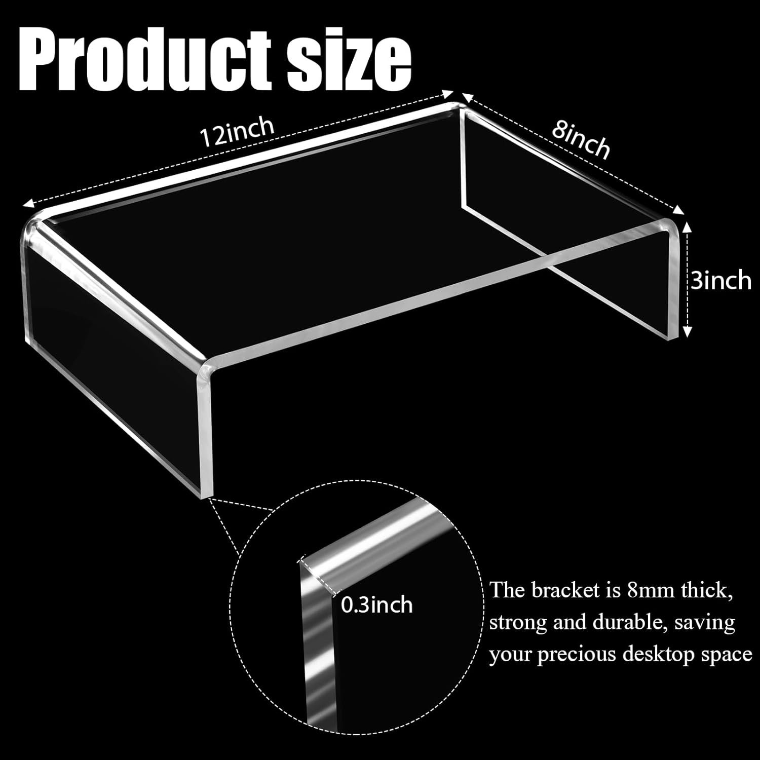 oem odm jetec 2 pcs acrylic monitor stand desktop video acrylic monitor riser desk shelf computer stand for laptop tv computer screen desk organizer teacher's day supplies (clear, 12 x 8 x 3 inch) factory & wholesale supplier