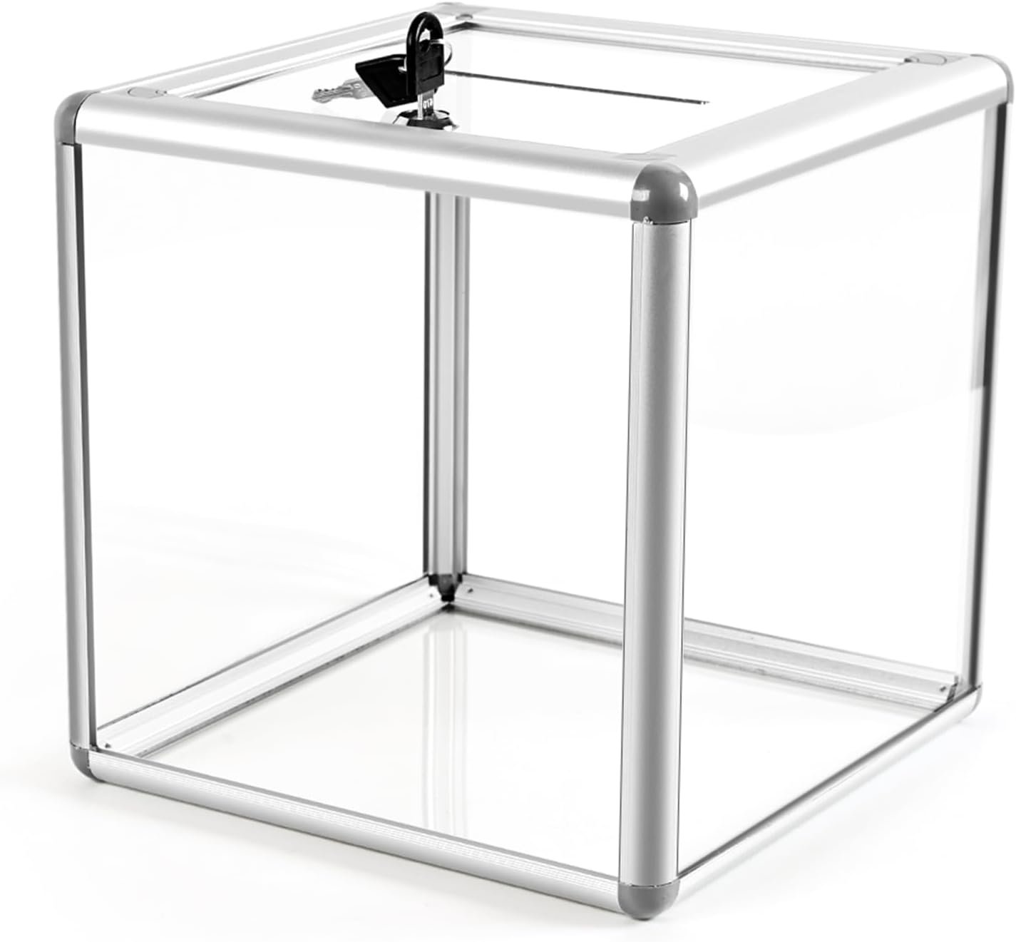 oem odm large donation box with lock, acrylic ballot box with slot 10 x 10 x 10 inch, suggestion box with lock cash storage container for fundraising voting charity contest tip factory & wholesale supplier