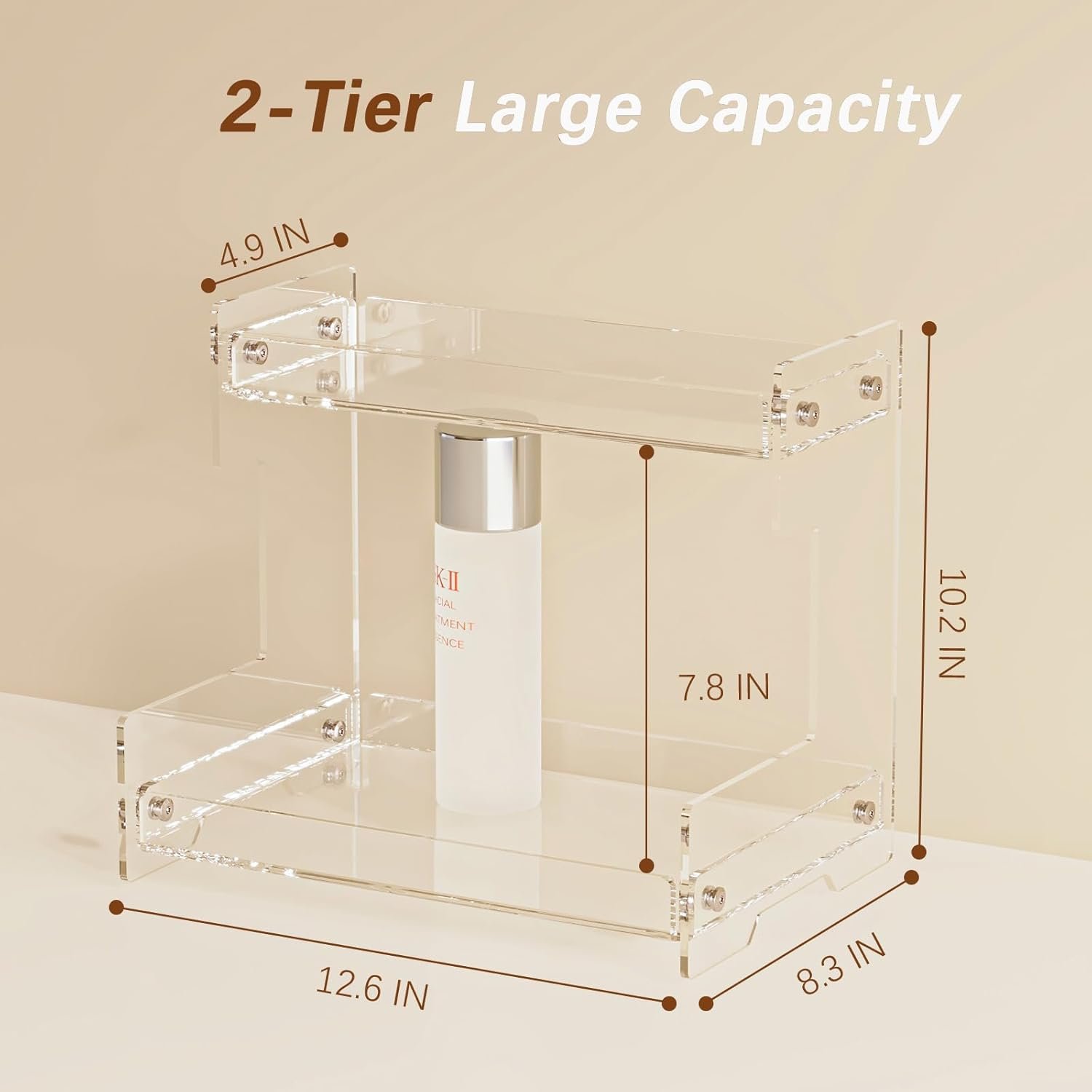 oem odm bathroom counter organizer countertop 2 tier storage acrylic corner makeup organizer for perfume stand, vanity holder, dresser tray, spice rack, skincare, coffee bar, room decor (clear) factory & wholesale supplier