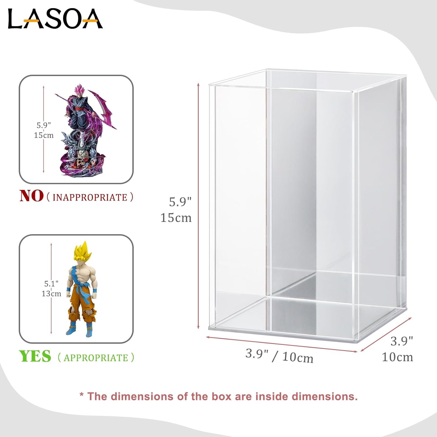 oem odm lasoa acrylic display case for collectibles – clear display box with mirrored back and base, self-assembly small showcase for figurines, models, and memorabilia, 4x4x6inch factory & wholesale supplier