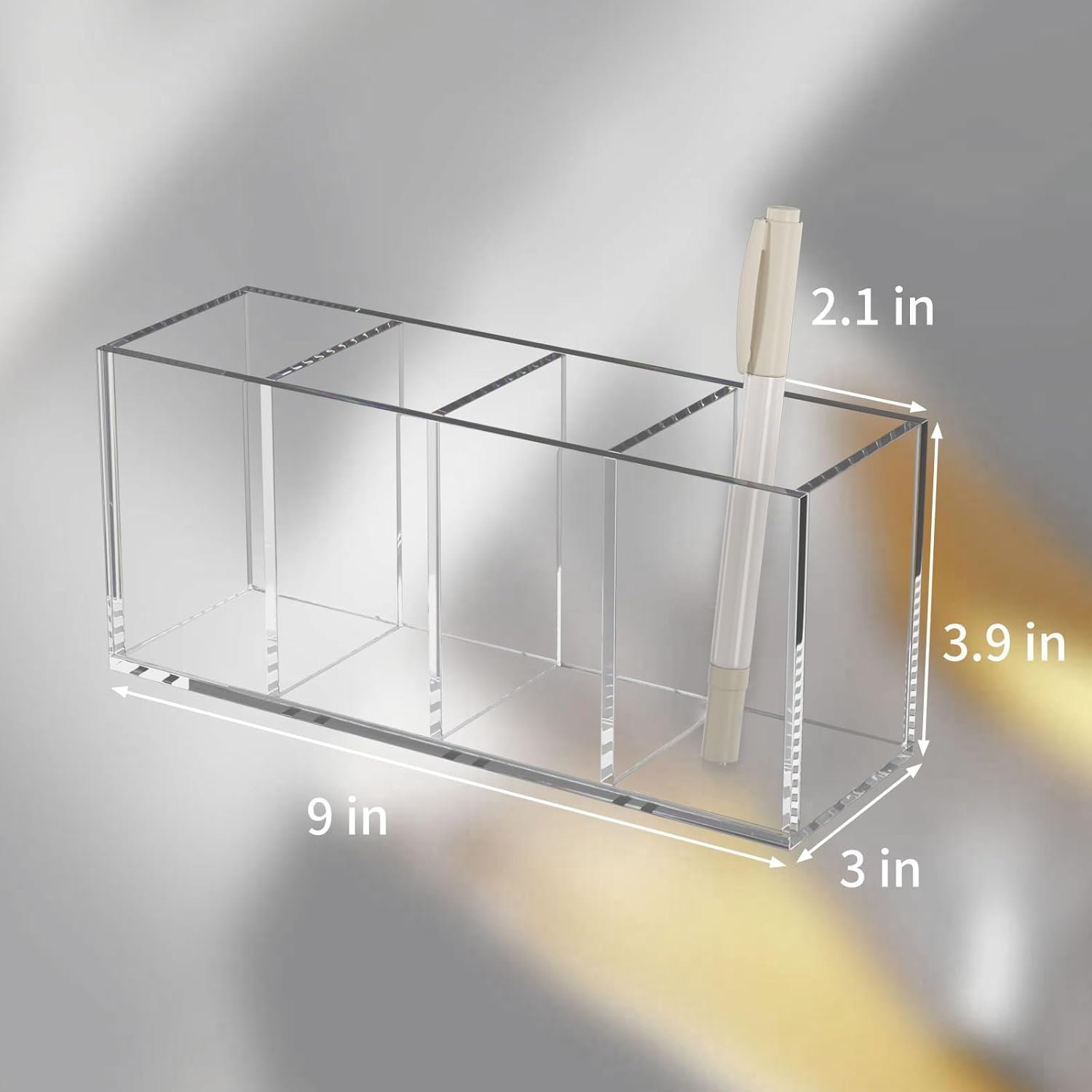 oem odm niubee acrylic pen holder 4 compartments, clear pencil organizer cup for countertop desk accessory storage factory & wholesale supplier