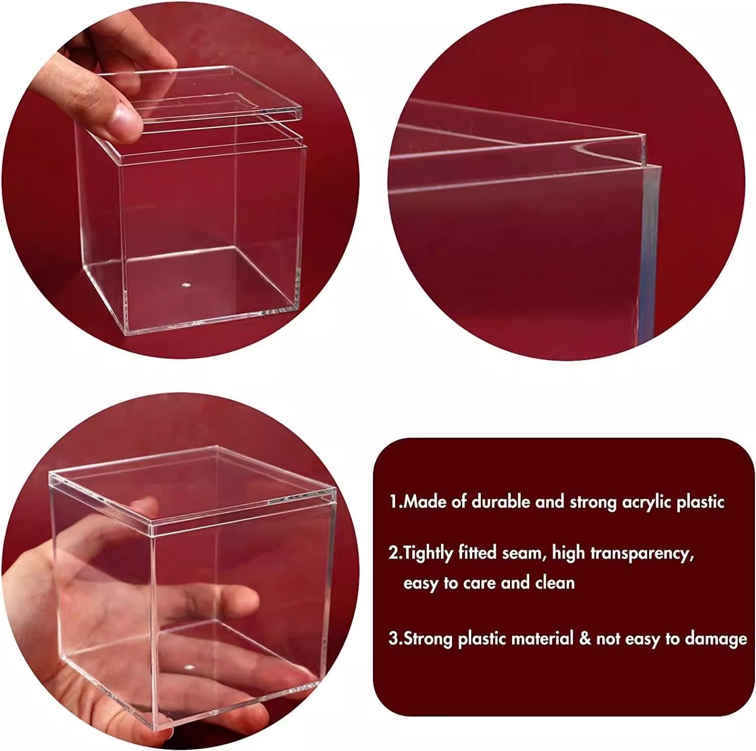 oem odm 8 pcs clear acrylic box with lid, 3.9x3.9x3.9 inch plastic square cube decorative storage boxes for candy pill and tiny jewelry factory & wholesale supplier