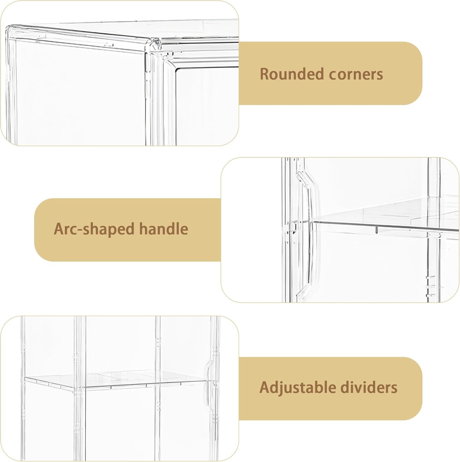 wholesale acrylic display case for collectibles, clear storage bin with 3 adjustable layers and1 removable divider, stackable clear storage box with magnetic door for figures, home or office,large,2pack factory & supplier oem odm