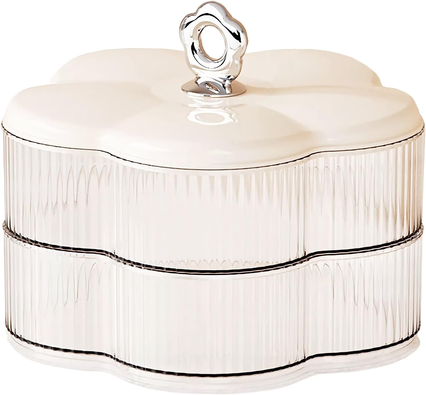 oem odm wlz acrylic clear jewelry organizer box 2-layer with handle, cute floral shaped jewelry storage box earrings rings holder with lid necklaces bracelets container boxes for women girls (clear white) factory & wholesale supplier