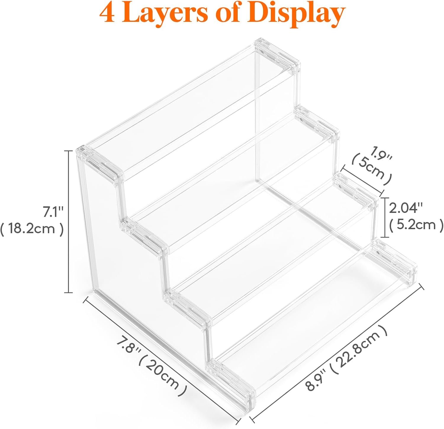 wholesale lifewit 4 tier clear display risers stand, 2 pack plastic risers for display, plastic organizers for figures, cupcake, perfume, dessert, desktop display stand for organize and decoration factory & supplier oem odm