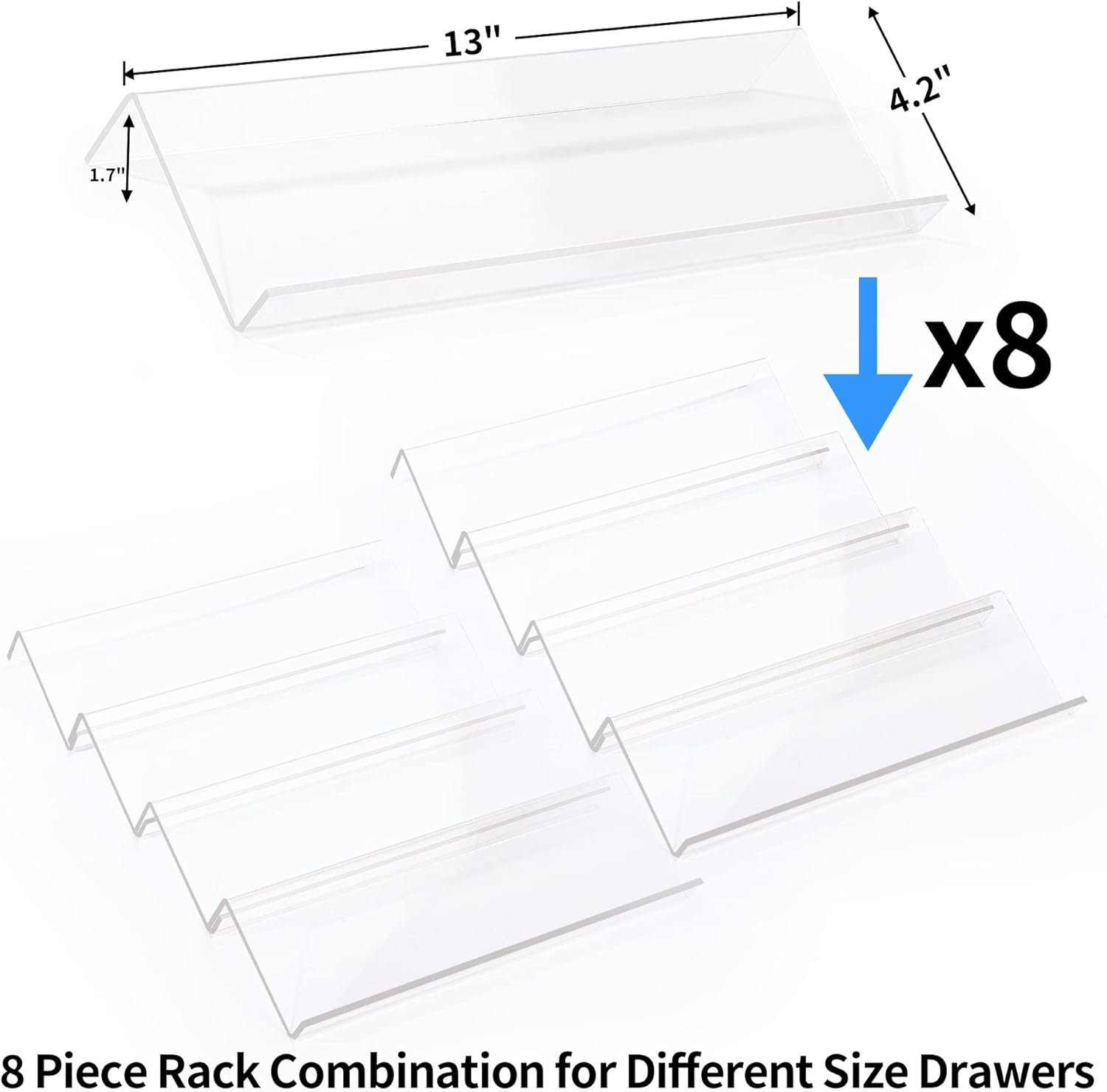 oem odm clear acrylic spice drawer organizer, 4 tier- 2 set expandable from 13