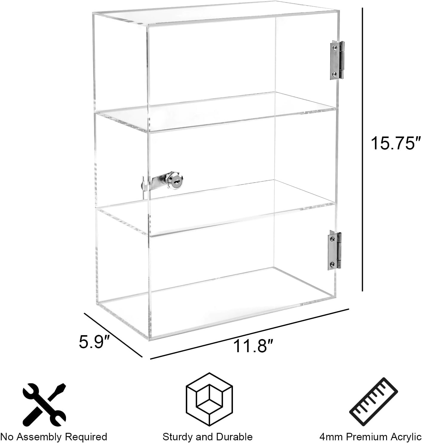 wholesale acrylic display case with lock key, countertop display case, clear showcase display cabinet safe storage, retail display case for collectibles (3 tier,11.8 x 5.9 x 15.7 inch) factory & supplier oem odm