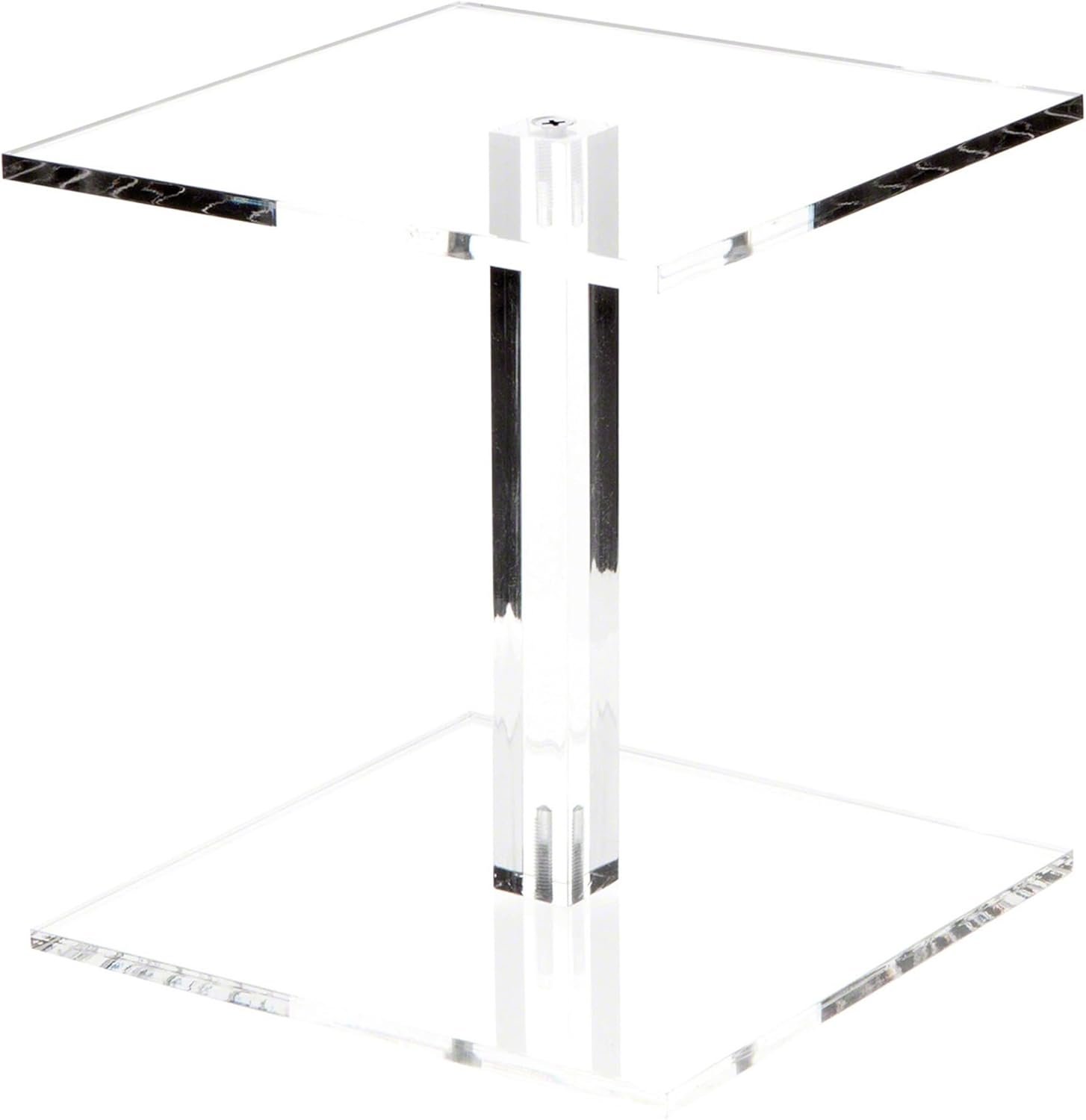 oem odm plymor clear acrylic square barbell pedestal display riser, 6.5