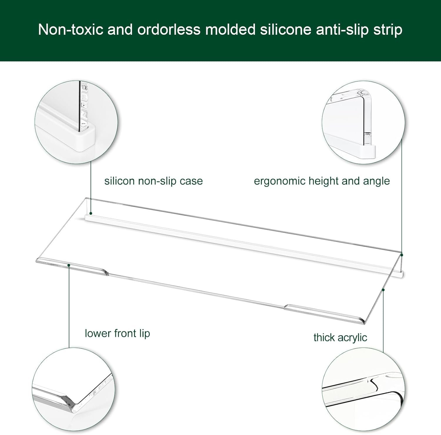 oem odm computer keyboard stand holder - ergonomic acrylic keyboard stand for desktop comfortable keyboard tray riser with silicone anti-slip strip for home school office desk accessory, clear factory & wholesale supplier