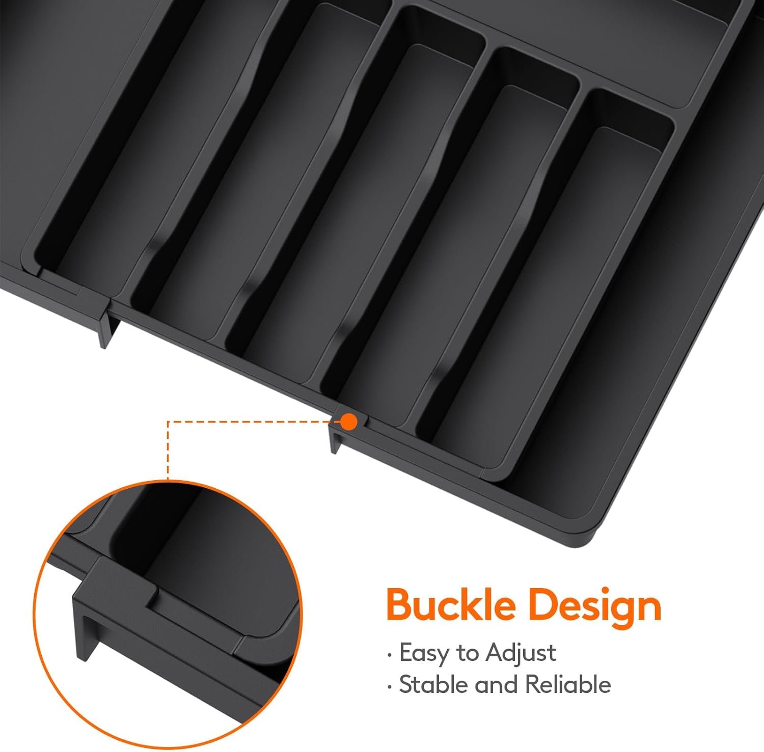 oem odm lifewit large silverware drawer organizer, expandable utensil tray for kitchen, bpa free flatware and cutlery holder, adjustable plastic storage for spoons forks knives, large, black factory & wholesale supplier