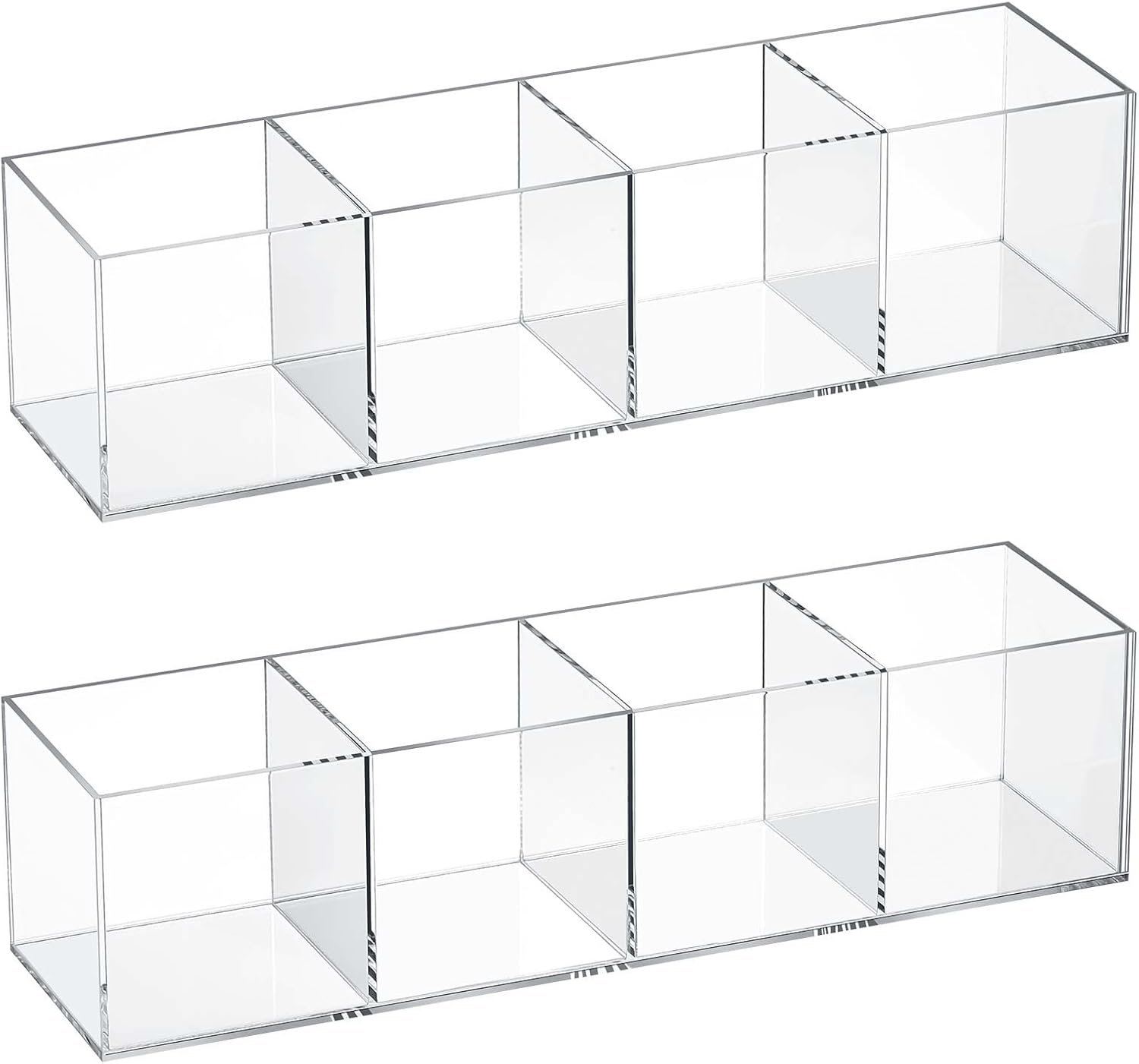 oem odm epakh 2 pieces compartment acrylic cube organizer 3/4 section small box clear acrylic pencil holder cup drawer organizer factory & wholesale supplier