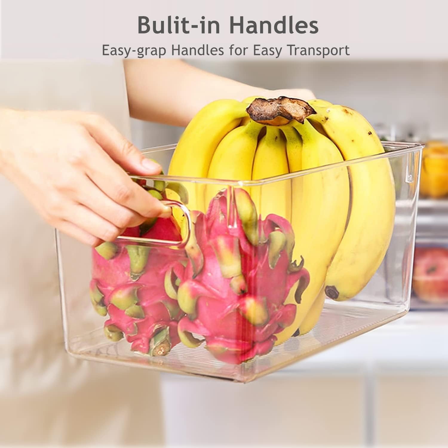 oem odm set of 8 clear plastic storage bins, pantry organization and storage, transparent, plastic, 4 small + 4 large factory & wholesale supplier