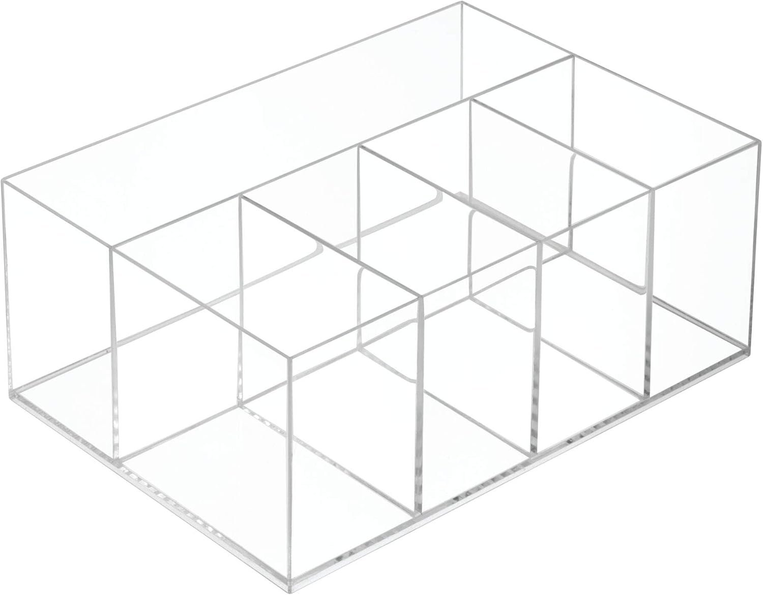 oem odm idesign 5 compartment plastic bathroom storage organizer, the clarity collection – 9.88” x 6.88” x 4”, clear factory & wholesale supplier