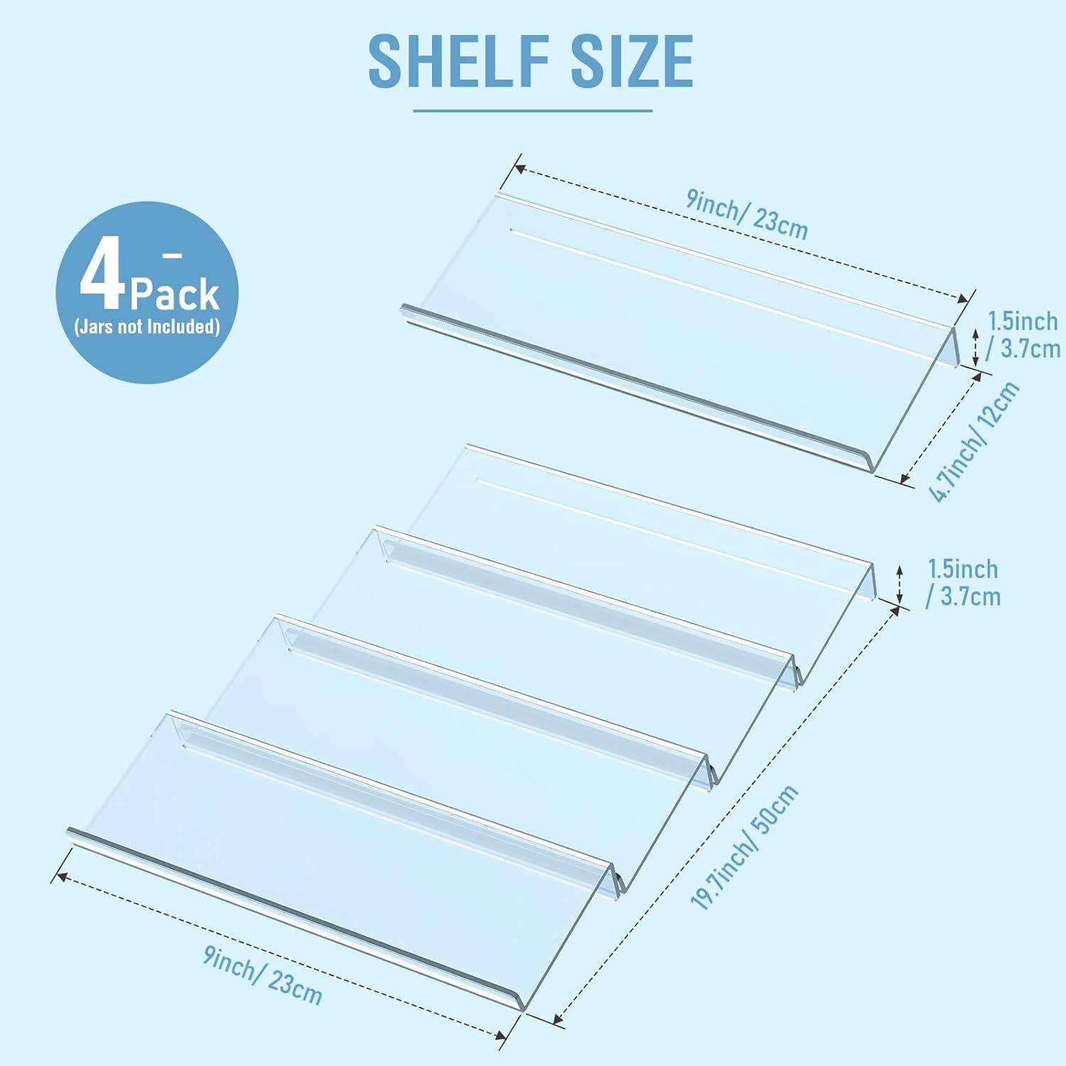 oem odm spice drawer organizer 4 tier, acrylic seasoning organizer rack, clear spice rack tray, kitchen seasoning jars drawers insert (jars not included/ expandable from 9