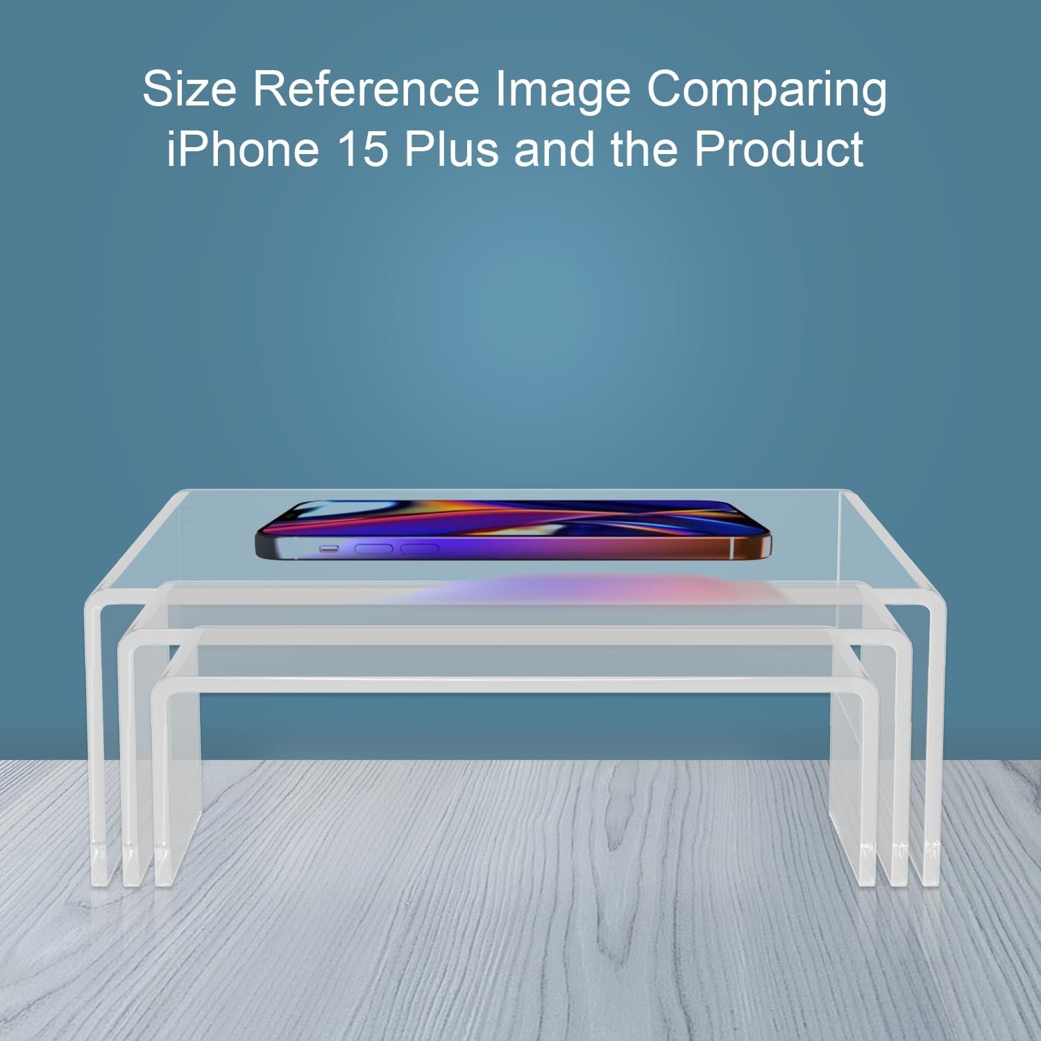 oem odm 6pcs acrylic display risers, 3 sizes clear product stand, jewelry display riser shelf showcase fixtures for collectibles display, toy figure display factory & wholesale supplier