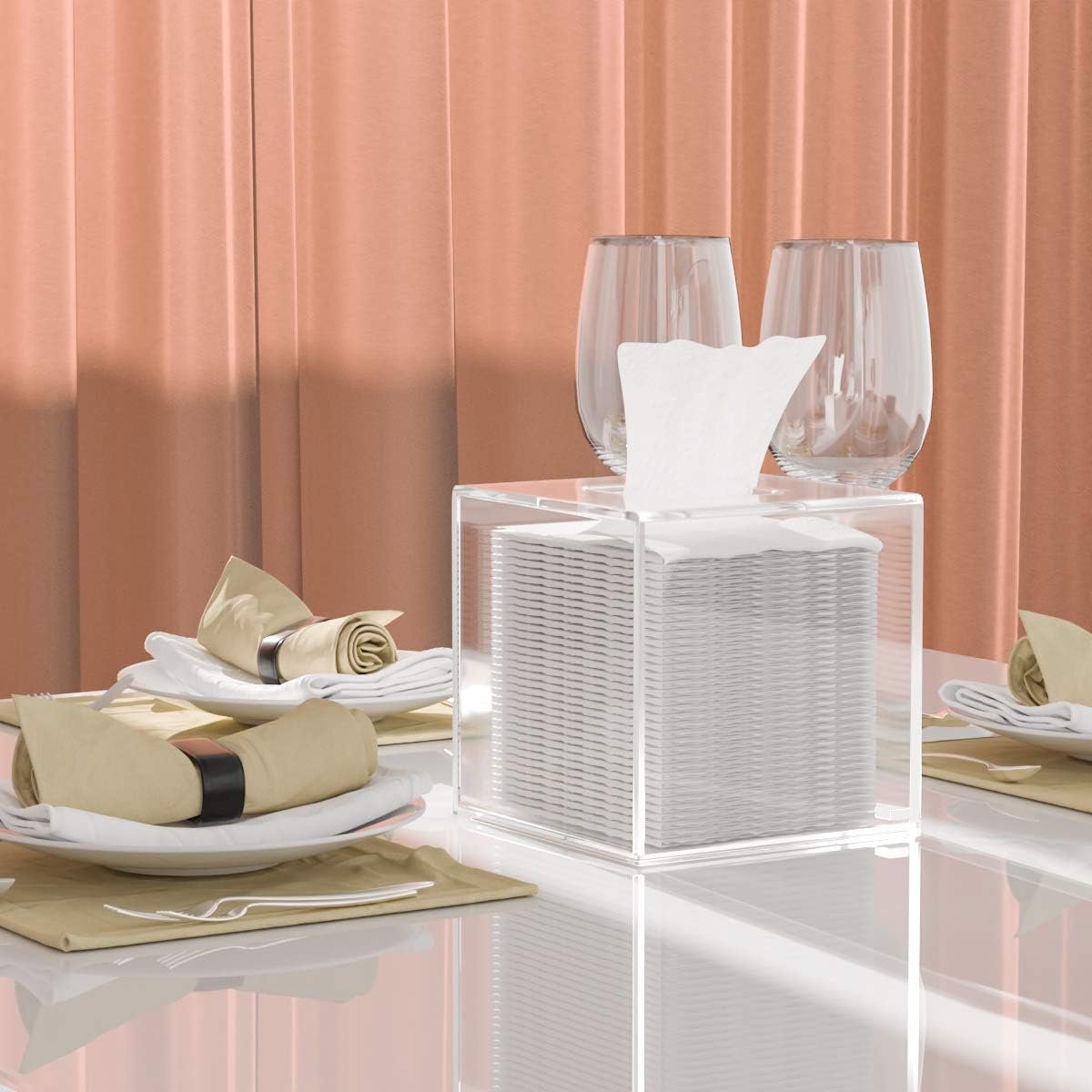 oem odm hiimiei acrylic tissue box cover 5.4x5.4x5.4'' clear tissue holder napkin dispenser for home office restaurant-clear factory & wholesale supplier