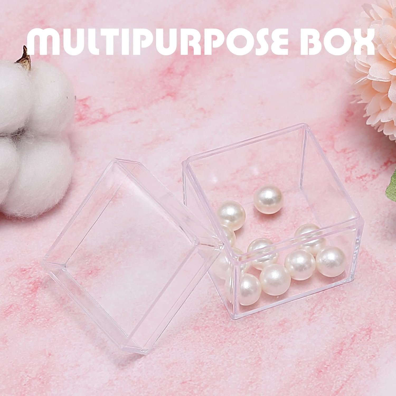 oem odm 36 pack acrylic box, small clear plastic square cube box with lids, candy storage container, for candy pill, tiny jewelry, cosmetics, jewelry, party favor factory & wholesale supplier