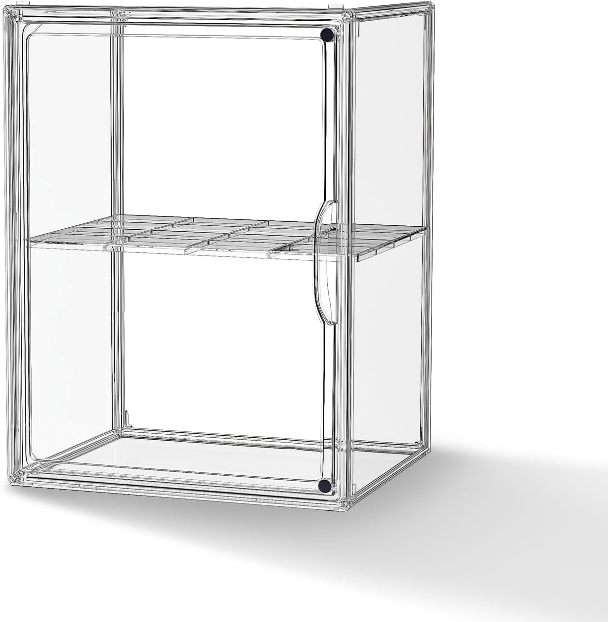 oem odm clear acrylic display case, super large stackable storage bins magnetic attraction lids, acrylic box with compartment divider for collectibles, figures, cosmetic, purse, handbag, wallet, 1 pack factory & wholesale supplier