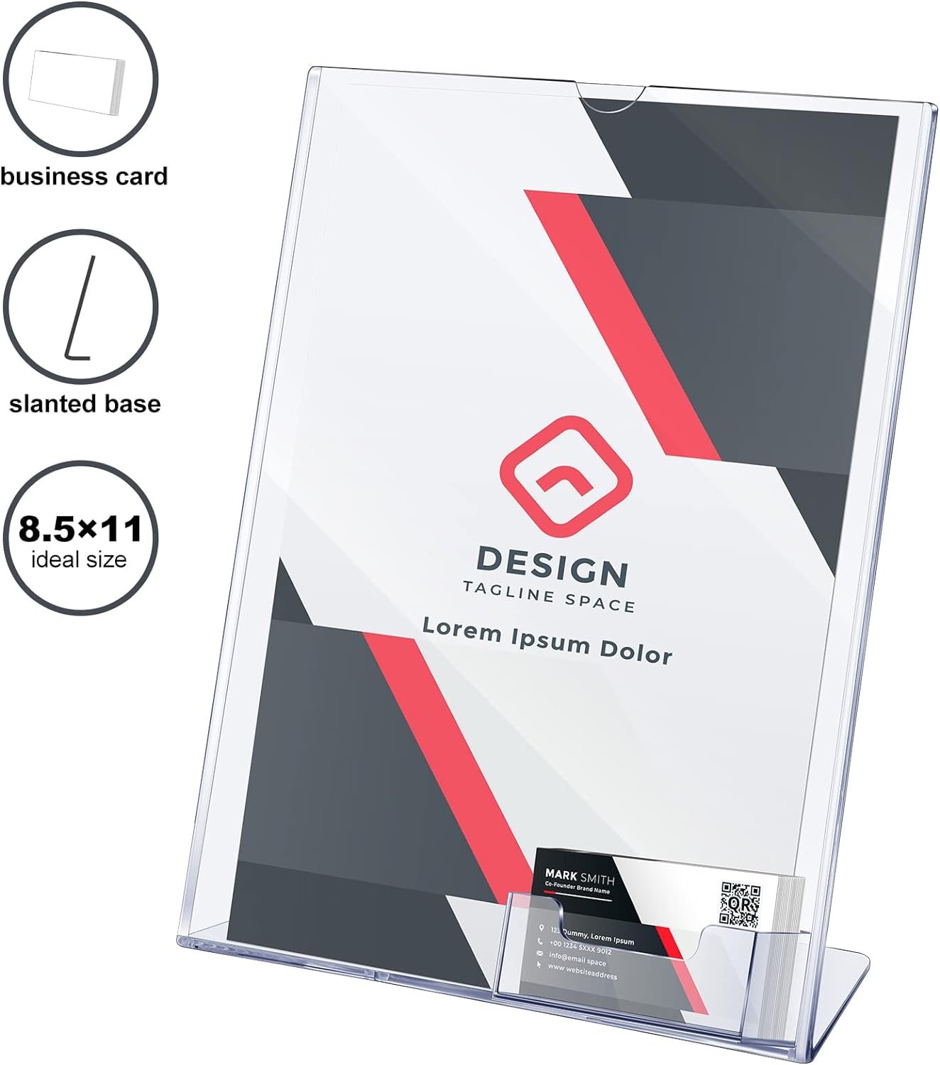 wholesale vicenpal acrylic sign holder with business card holder, 8.5 x 11 clear brochure display stand flyer stand with business card pocket for magazine pamphlet booklets menu desktop(2 pcs) factory & supplier oem odm