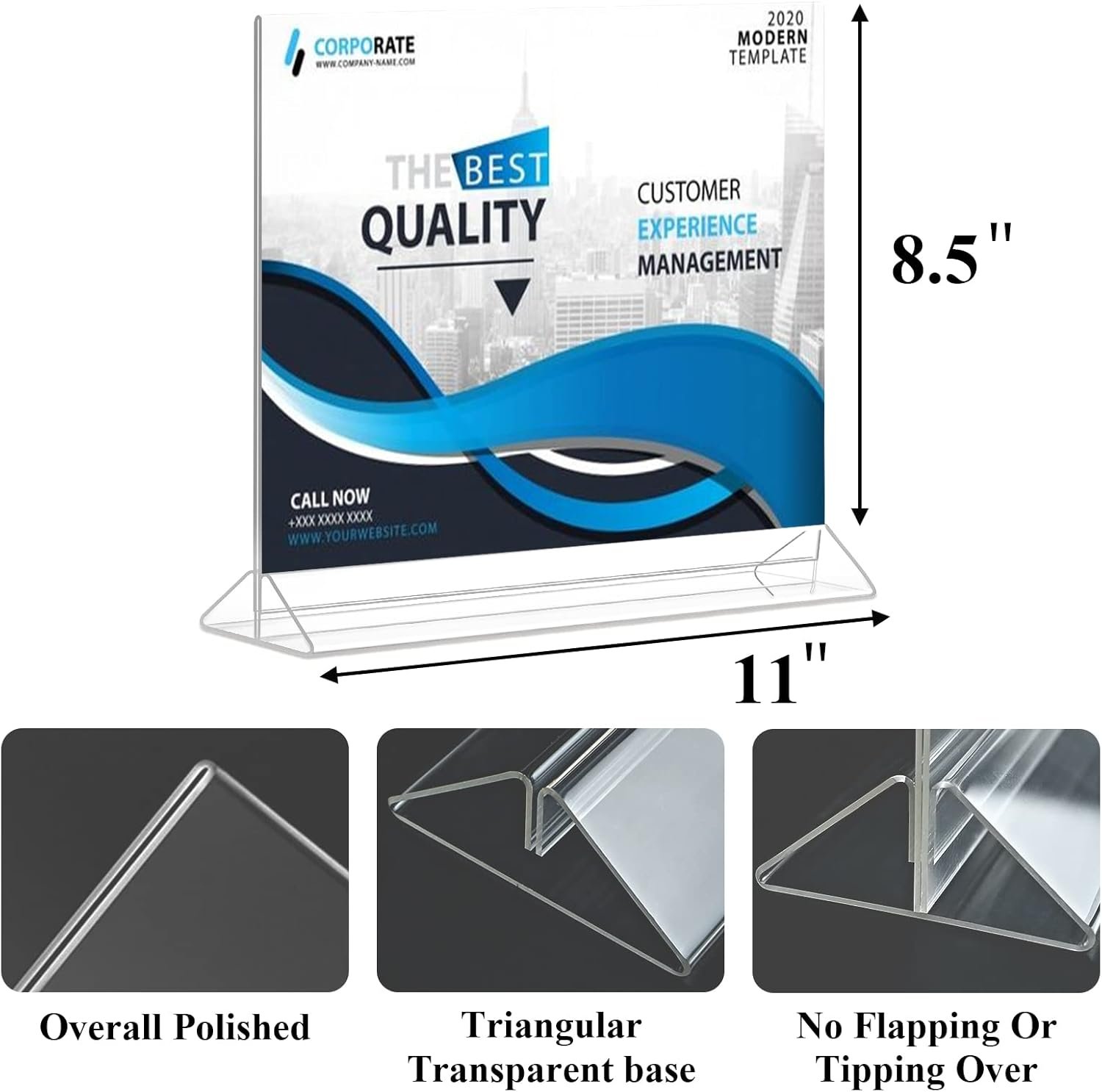 wholesale horizontal acrylic sign holder 8.5 x 11 - double sided t shape menu table stands, plastic paper flyer display stand, clear picture photo frames for wedding, office, store, restaurant (6 pack) factory & supplier oem odm