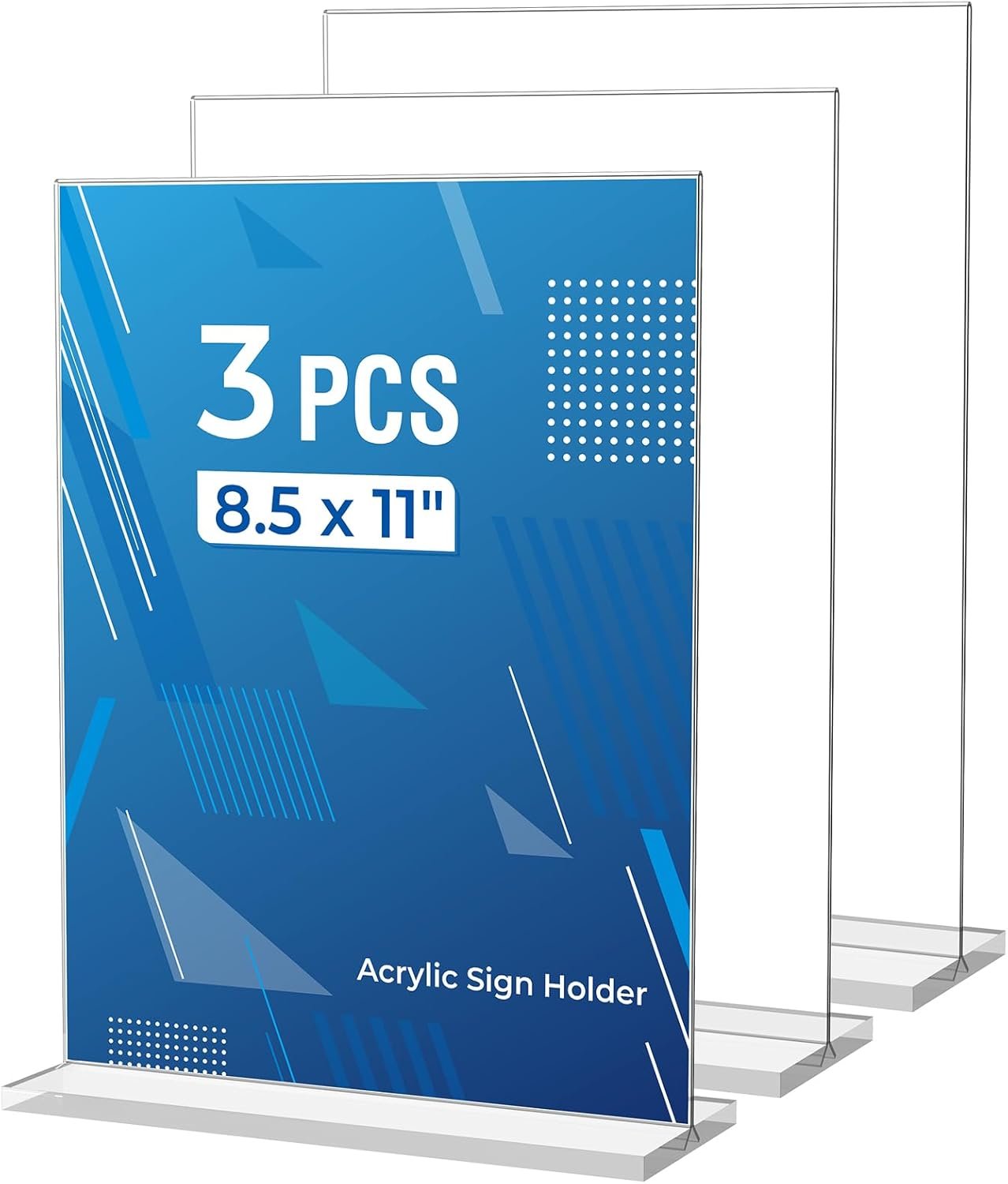 wholesale 3 pack acrylic sign holder 8.5 x 11 inches, clear menu stand, vertical flyer display, table paper holder, desk brochure, plastic sign display for restaurants, office, store factory & supplier oem odm